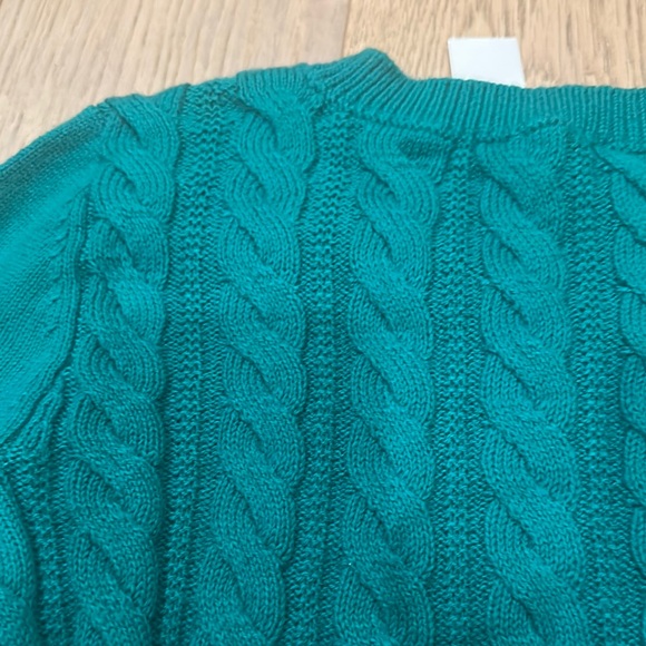 Talbots Green Cable Knit Crew Neck Sweater - Picture 5 of 5